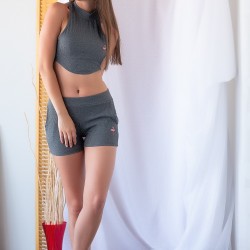 C&City Flamingo Kadın Crop Atlet Antrasit
