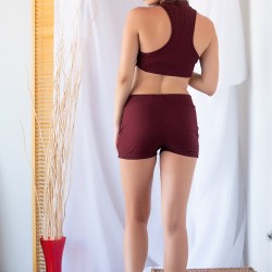 C&City Flamingo Kadın Crop Atlet Bordo