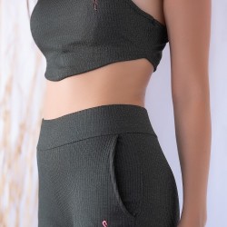 C&City Flamingo Kadın Crop Atlet Haki