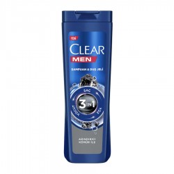 Clear Men 3 in 1 Şampuan & Duş Jeli Arındırıcı Kömür 350 ml