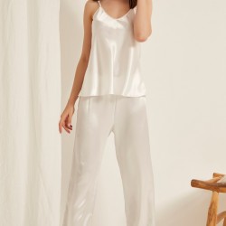 C&City 020 Kadın Saten Pijama Takım Beyaz