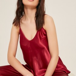 C&City 020 Kadın Saten Pijama Takım Bordo