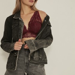 C&City 7105 Kadın Kaplı Bralet Sütyen Külot Takım Bordo
