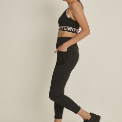 C&City 22223 Kadın Yandan Cepli Fitness Tayt Siyah