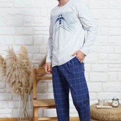 C&City Erkek Uzun Kol Pijama Takım 0040710491 Gri Melanj