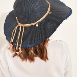 C&City Kadın Hasır Plaj Şapkası Y1730-15 Lacivert