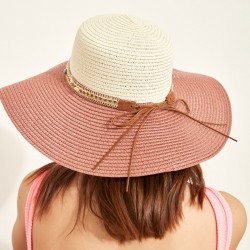 C&City Kadın Hasır Plaj Şapkası Y1730-21 Gül