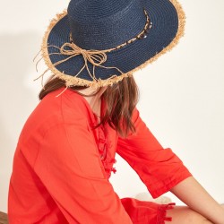 C&City Kadın Hasır Plaj Şapkası Y1730-32 Lacivert