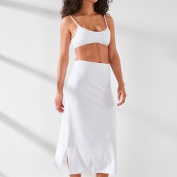 C&City C11439 Kadın Modal Cotton Uzun Jüpon Beyaz
