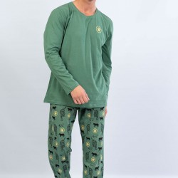 C&City Erkek Uzun Kol Pijama Takım 1070170462 Haki