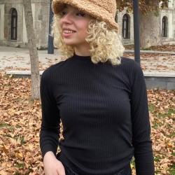 C&City Kıvırcık Peluş Bucket Şapka 8001 Vizon
