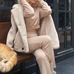 C&City Kıvırcık Peluş Bucket Şapka 8001 Taş