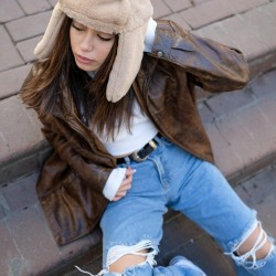 C&City Peluş Trapper Şapka 8002 Vizon