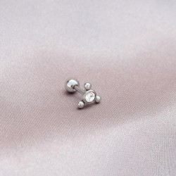 6mm Gümüş Renk Taşlı Üçgen Topçuk 316L Cerrahi Çelik Piercing