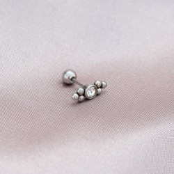 6mm Gümüş Renkli Taşlı 316L Cerrahi Çelik Piercing