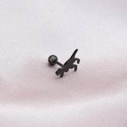 6mm Siyah Dinazor Tasarımlı 316L Cerrahi Çelik Piercing