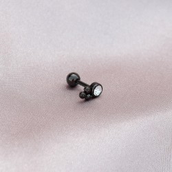 6mm Siyah Renk Taşlı 316L Cerrahi Çelik Piercing