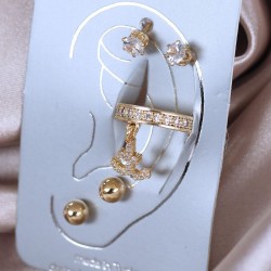 Çapa Model Zirkon Taşlı Metal Kıkırdak Küpe Seti