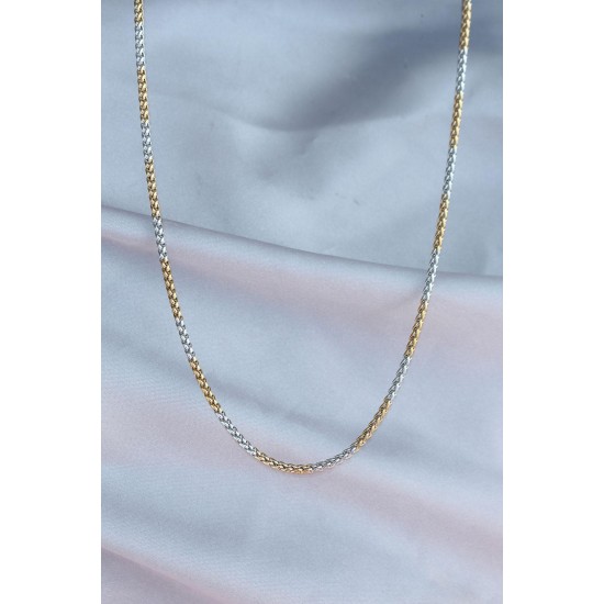 Çelik Gold Gümüş Zincir Model Erkek Kolye