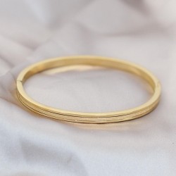 Çelik Gold Renk Simli Kelepçe Bilezik