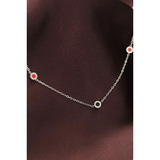 Çelik Gümüş Renk Zincir Çift Renkli Minimal Oval Tasarım Kolye Çelik Gümüş Renk Zincir Çift Renkli Minimal Oval Tasarım Kolye
