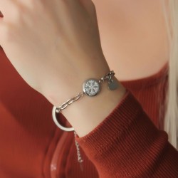 Çelik Silver Zirkon Taşlı Kar Tanesi Bileklik