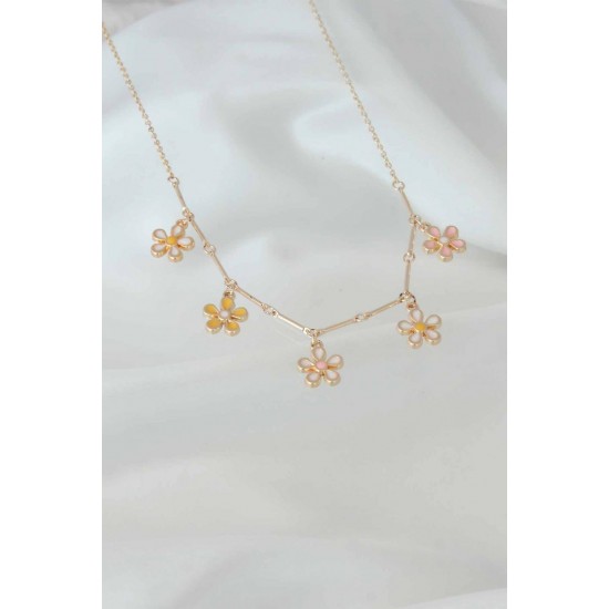 Çiçek Figürlü Gold Renk Kadın Kolye Çiçek Figürlü Gold Renk Kadın Kolye