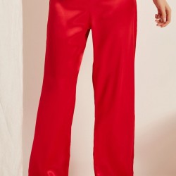 C&City 015 Kadın Saten Pijama Alt Kırmızı