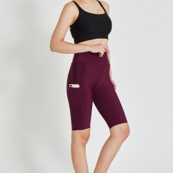 C&City 3119 Sporcu Cepli Şort Tayt Mürdüm