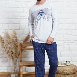C&City Erkek Uzun Kol Pijama Takım 0040710491 Gri Melanj