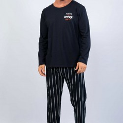 C&City Erkek Uzun Kol Pijama Takım  1041360922 Mavi