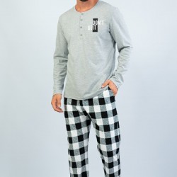 C&City Erkek Uzun Kol Pijama Takım  1042920972 Gri Melanj