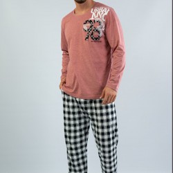 C&City Erkek Uzun Kol Pijama Takım  1043152387 Kiremit
