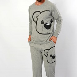 C&City Erkek Uzun Kol Pijama Takım 1050350000 Gri Melanj