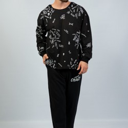 C&City Erkek Uzun Kol Pijama Takım  1052411610 Siyah