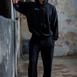 C&City Lounge Erkek Kapüşonlu Örme Sweat-T-şhirt Alt 3'lü Set 1020250000 Siyah