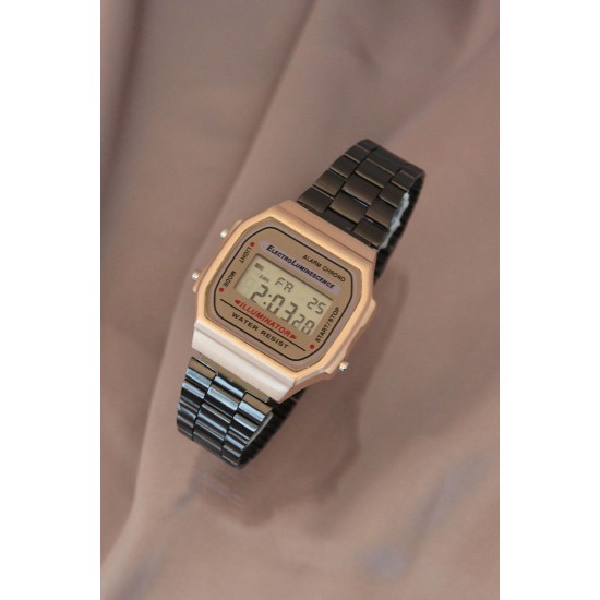 Dijital Retro Model Rose Kasa Siyah Renk Metal Kordonlu Saat Dijital Retro Model Rose Kasa Siyah Renk Metal Kordonlu Saat