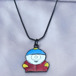 Eric Cartman Tasarımlı Siyah Zincirli Erkek Kolye