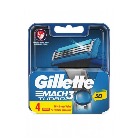 Gillette Mach 3 Kartuş Turbo 4lü Gillette Mach 3 Kartuş Turbo 4lü