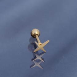 Gold Çarpı Model 316L Cerrahi Çelik Piercing