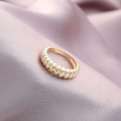 Gold Metal Bombeli Model Ayarlamalı Yüzük