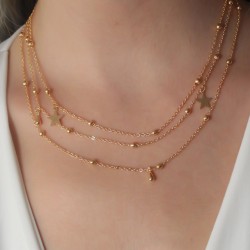 Gold Renk Yıldız Detay Minimal Boncuk Kadın Kolye