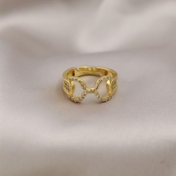 Gold Renkli Metal Zirkon Taşlı Kadın Yüzük