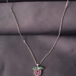 Gümüş Renk Metal Zirkon Taşlı Üzüm Figürlü Kadın Kolye