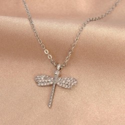 Gümüş Renk Metal Zirkon Taşlı Yusufçuk Kolye