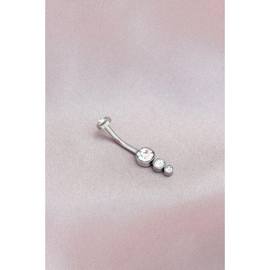 Gümüş Renk Zirkon Taşlı Yolu Model 316L Cerrahi Çelik Piercing