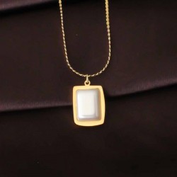 Kare İnci Gold Renk Çelik Kadın Kolye