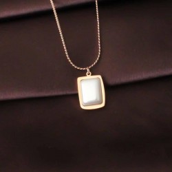 Kare İnci Rose Gold Renk Çelik Kadın Kolye