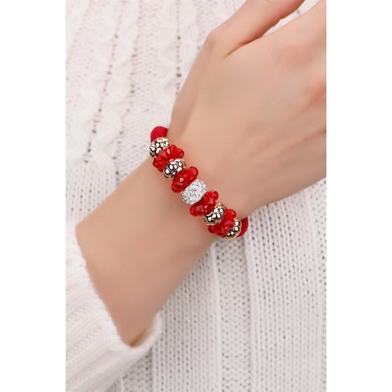 Kırmızı & Sarı Kaplama Boncuklu Kristal Taşlı Kadın Bileklik Modeli Kırmızı & Sarı Kaplama Boncuklu Kristal Taşlı Kadın Bileklik Modeli