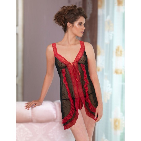 Mel Bee Fantezi Gecelik Takım Siyah MB4018 Mel Bee Fantezi Gecelik Takım Siyah MB4018